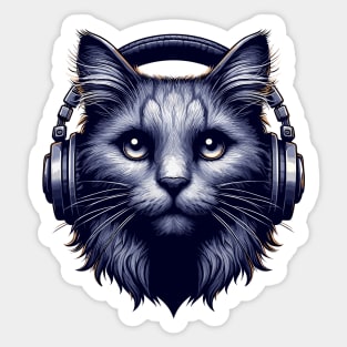 Cool Cat Wearing Headphones Sticker